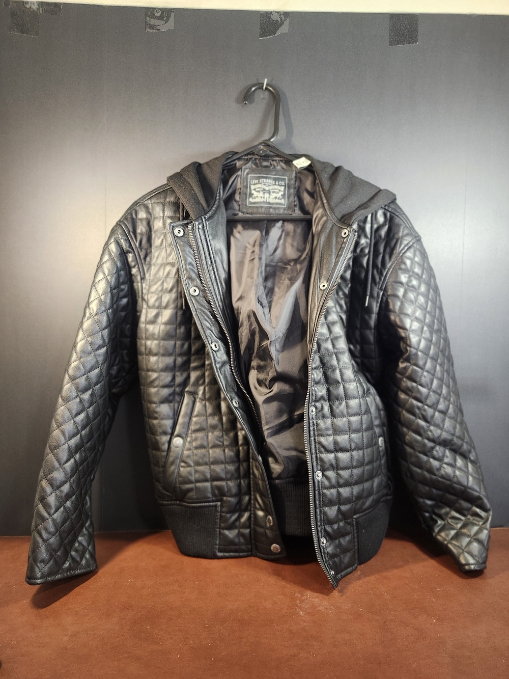 Levi's Black Quilted Bomber Jacket with Hood